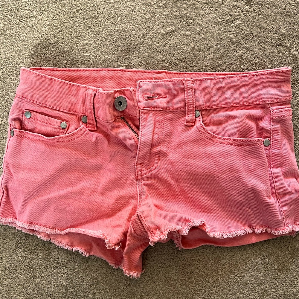 refuge Coral Pink Denim Jean Shorts
